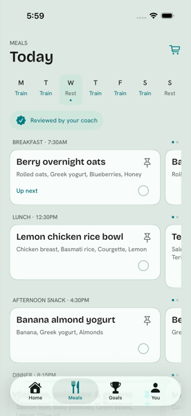 Coach-reviewed daily meal plan in Nutrion